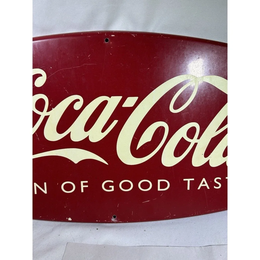 Vintage Coca Cola Tacker Metal Sign Sign of Good Taste Advertising Coke 24x12